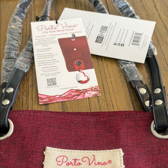 Porto Vino City Tote Wine Purse with Burgundy Woven Texture NWT - Picture 4 of 10